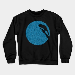 Minimalist Distressed Blue Chameleon Moon Crewneck Sweatshirt